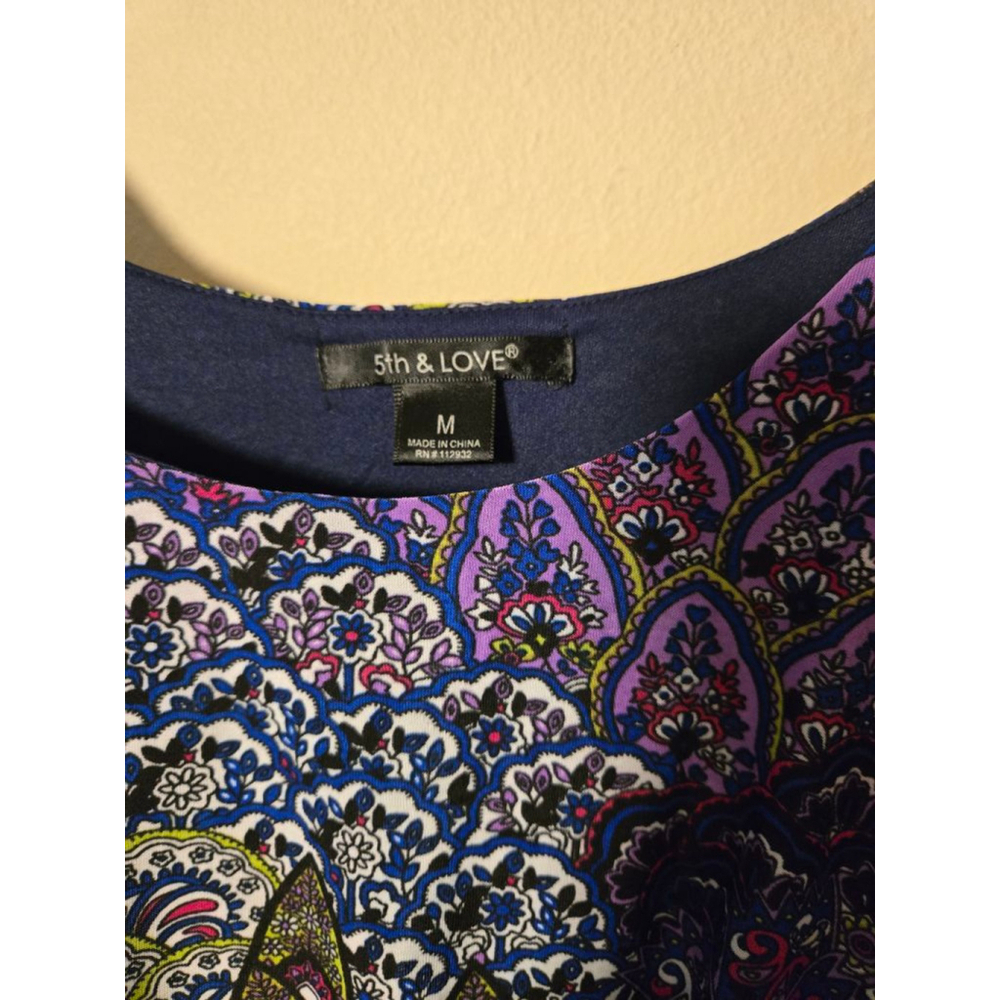 Women's 5th & LOVE Blue Purple Paisley Maxi Dress M - Picture 4 of 5